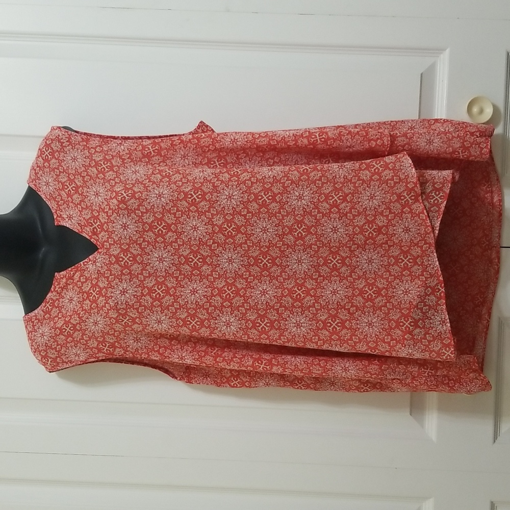 Orange Sheer Sleeveless Blouse